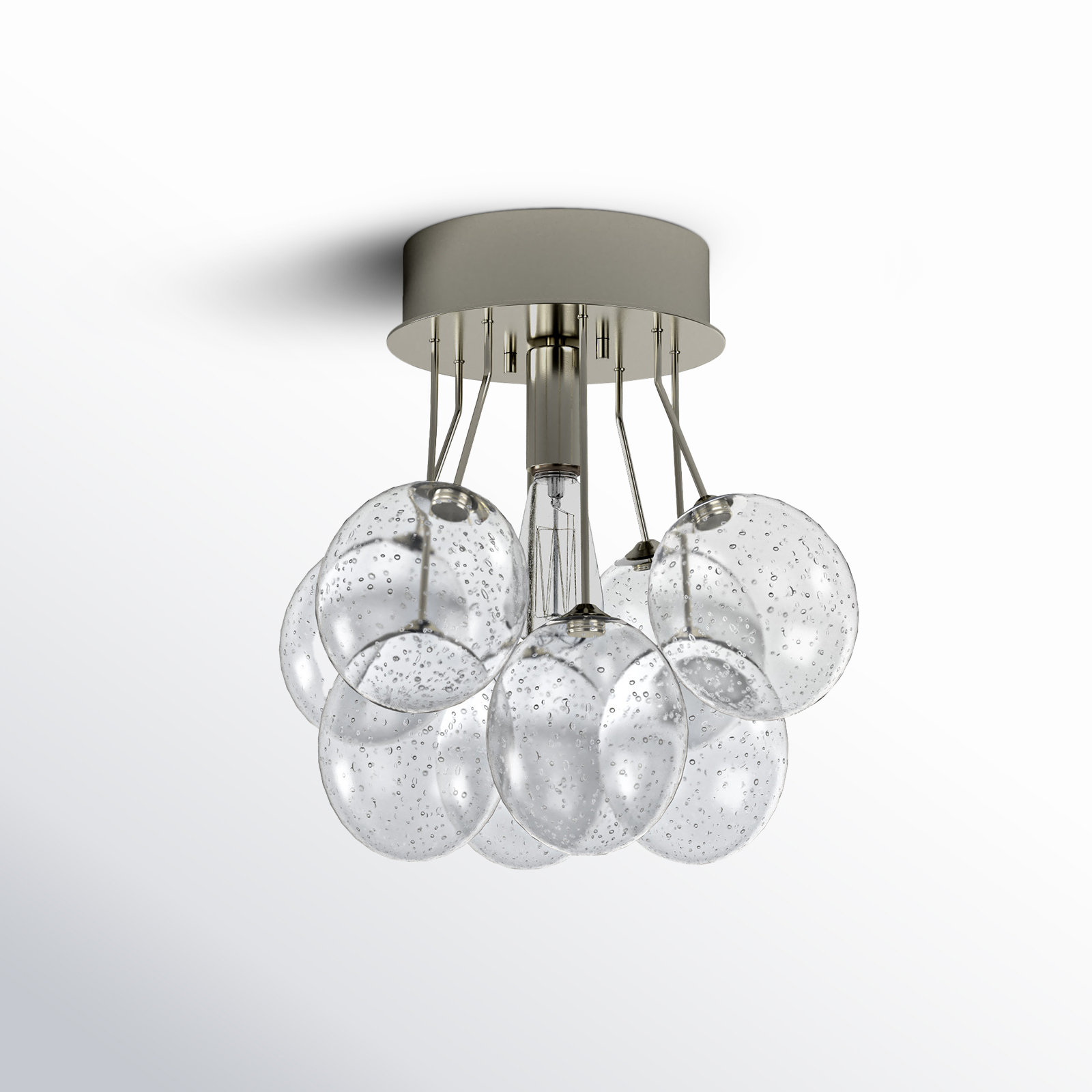 Logan Single Light Glass Semi Flush Mount, Brushed Nickel