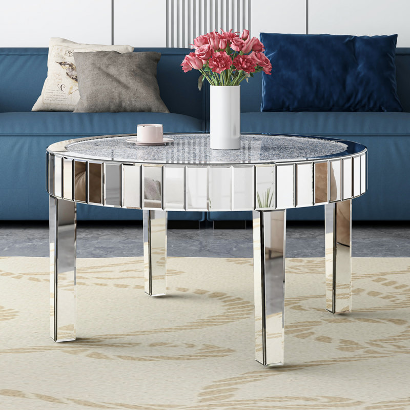 Amla Modern Glass Coffee Table with Crystal Inlay