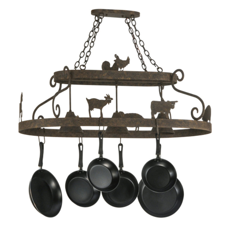 Barn Animals Steel Handcrafted Oval Chandelier Pot Rack
