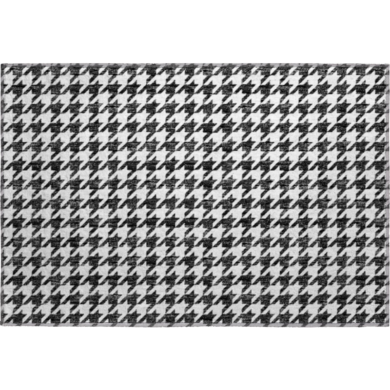 Premium Machine Washable Paullette AMF137 Black Rug, Rectangle 1'8" x 2'6"