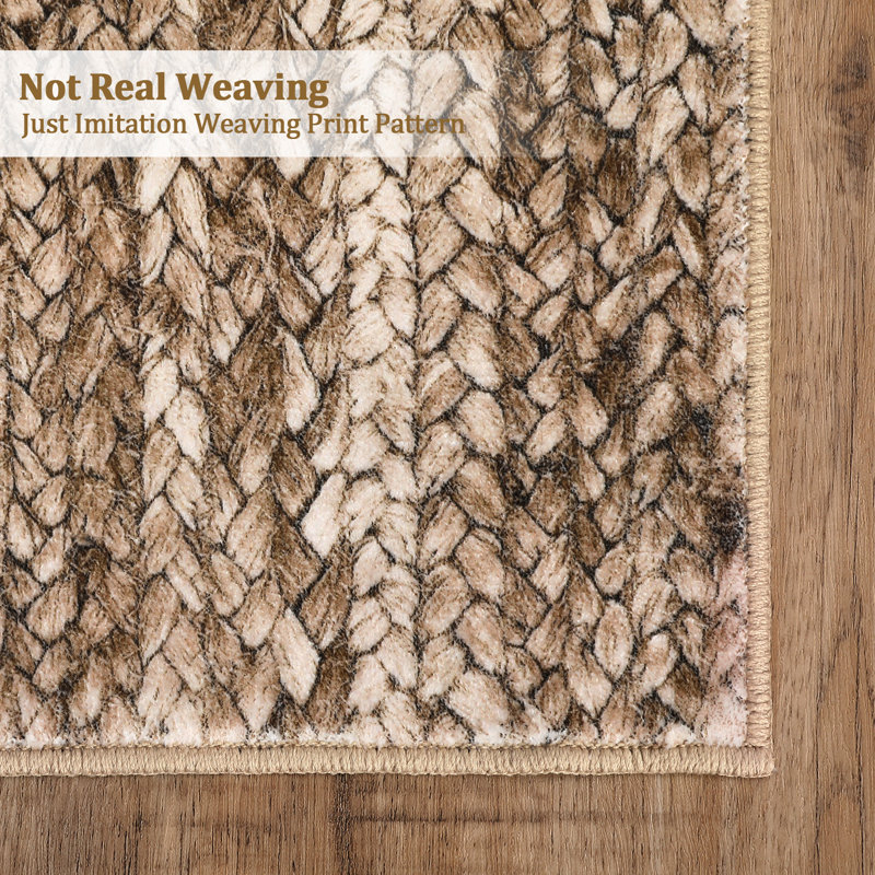 Modern Neutral Washable Rug for Bedroom Entryway Living Room, Brown, Runner 2' x 6'