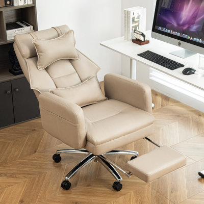Chaise de bureau à haut dossier avec siège en mousse souple, tissu respirant de bureau beige et