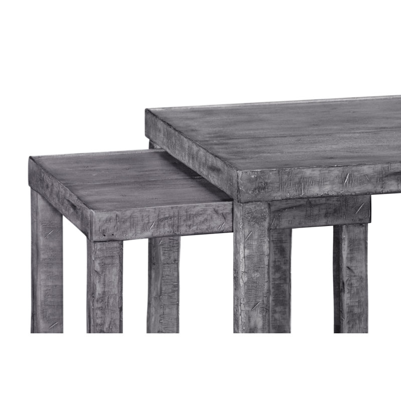 Casually Country Solid Wood Nesting Cocktail Table, Antique Dark Gray