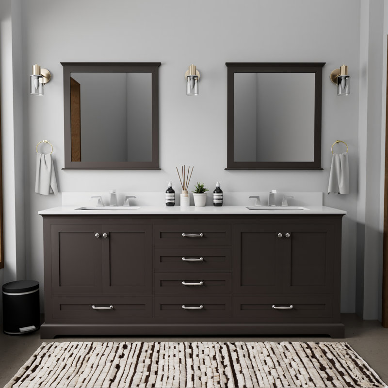Dukes 80" Double Bathroom Vanity Set, Espresso, White Quartz
