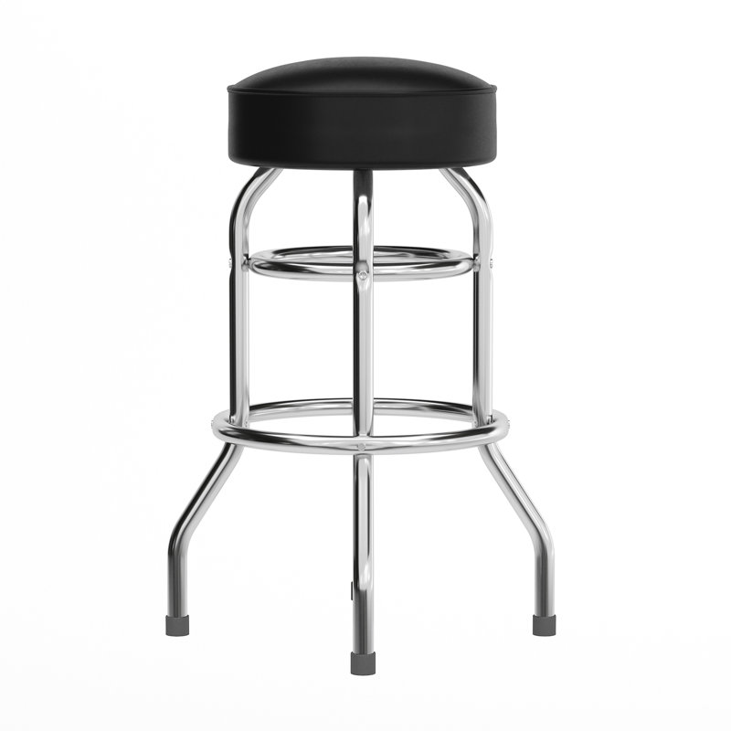 Piya Double Ring Chrome Barstool, Black, 2
