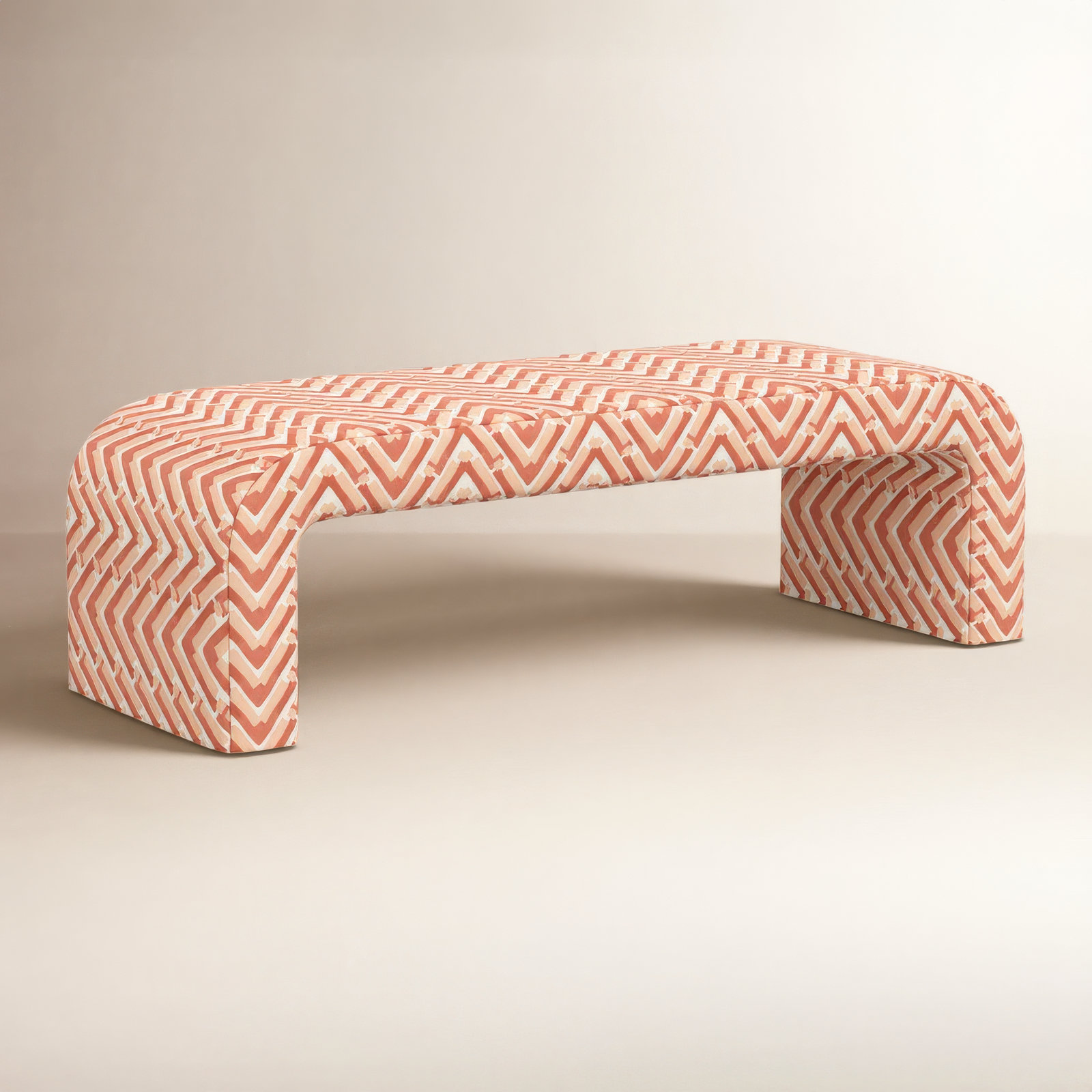 Barley 50" Bedroom Bench, Stroke Peach Chevron