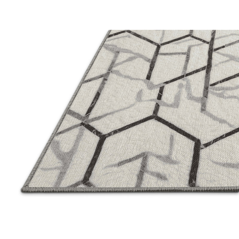 Machine Washable Gray Area Rug, Square 5'