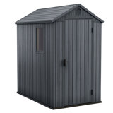 Keter Darwin 4x6 ft. Resin Outdoor Storage Shed With Floor for Patio Furniture and Tools, Graphite