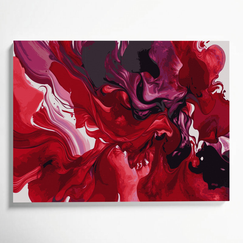 «Lyrical Abstraction 63», art mural sur toile rouge, H 20 po x l 30 po