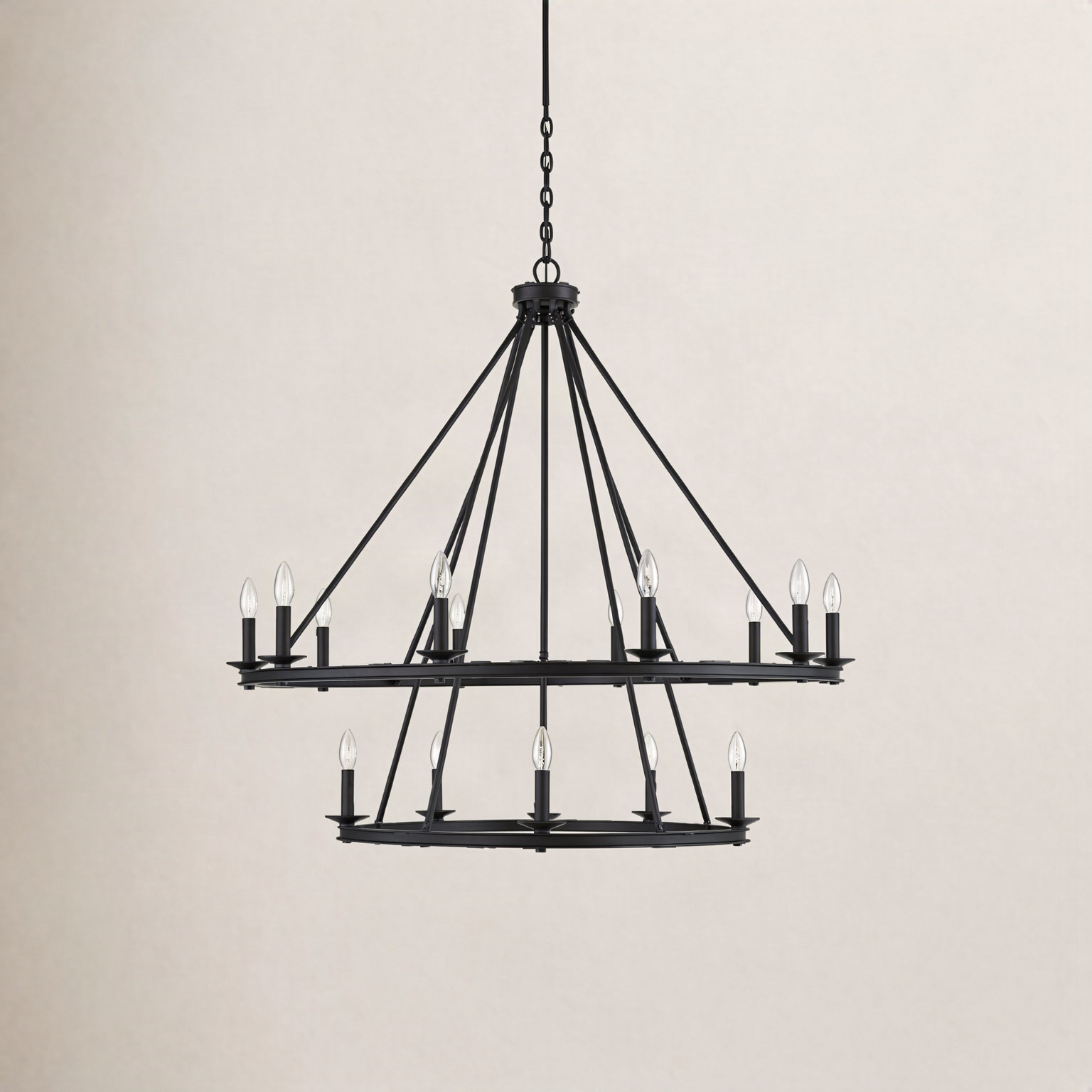 Poynor 15-Light Chandelier, Matte Black