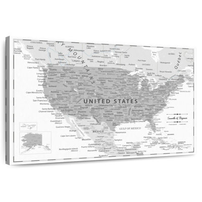 Personalized Gray Push Pin USA Map
