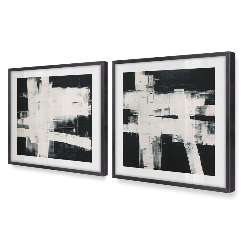 Onyx Eclipsed, ensemble de 2 impressions sur toile dans un cadre brossé, 12 po x 12 po, H 13,75 po x l 27,5 po, Zinc patiné