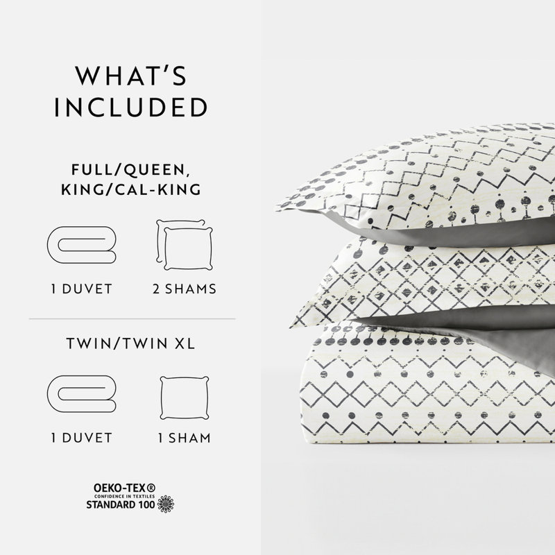 Duvet Cover Set Patterned Microfiber Ultra Soft Bedding in Etched Gate, King Duvet Cover + 2 Standard Shams