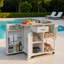 Îlot de cuisine extérieur avec plateau en acier inoxydable, serviette, étagères à épices, armoire, espace de rangement ouvert et tiroir-125506561
