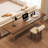 Tan+Clear Rectangular Solid Wood+Acrylic desks-107362653