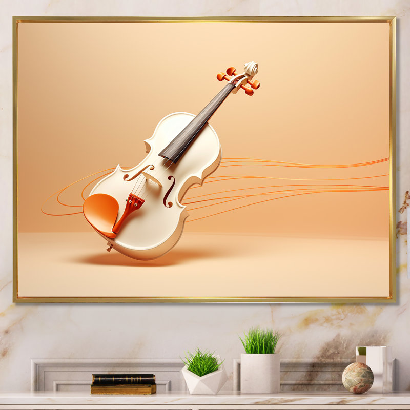 «Vibrant Violin Auburn Elegance III», reproduction sur toile, Cadre flottant doré, H 34 po x l 44 po x P 1,5 po
