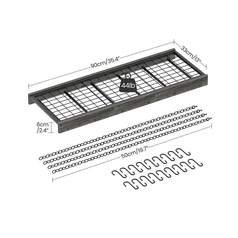 Support mural et de plafond pour casseroles de cuisine, style industriel, avec 18 crochets, noir anthracite, Charcoal Black