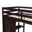 Lit mezzanine simple avec tiroirs de rangement, bureau et escalier, lit mezzanine en bois avec tablettes - Espresso