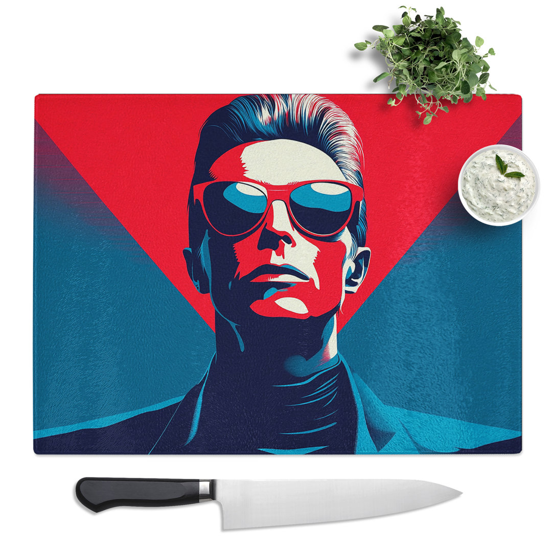 Pop Art Man  Glass Chopping Board