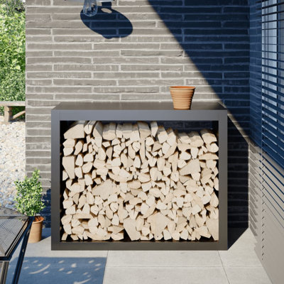 vidaXL Firewood Rack Anthracite 39.4"x15.7"x31.5" Steel