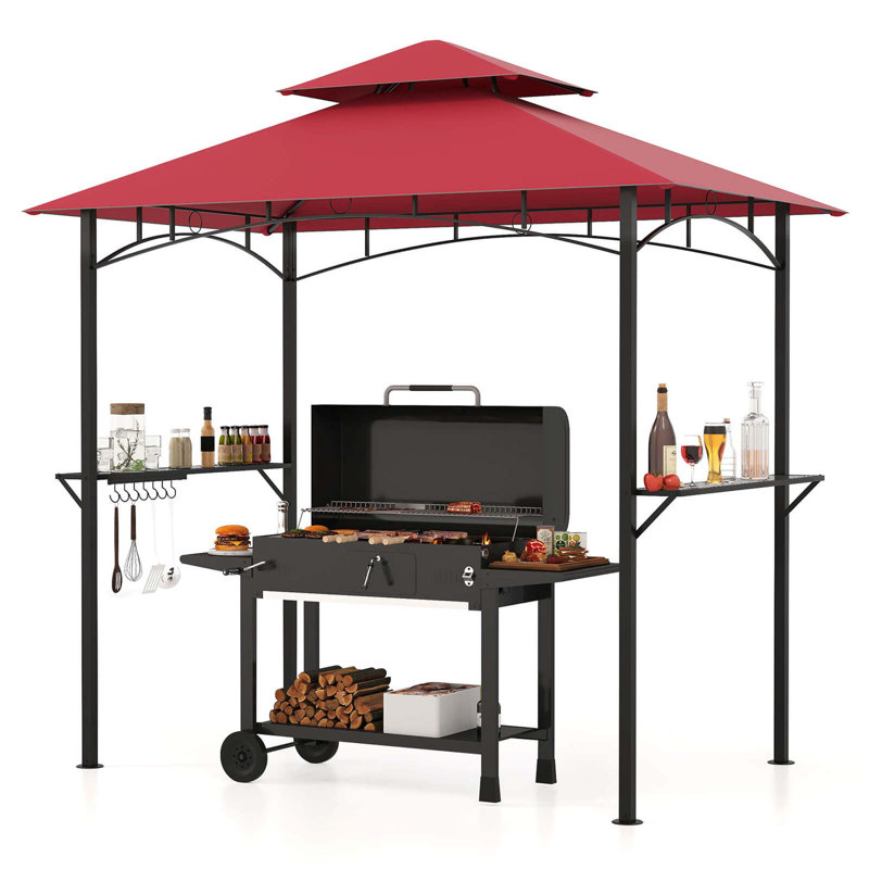Pavillon de jardin 8 pi x 5 pi avec 2 tablettes et 7 crochets, Rouge