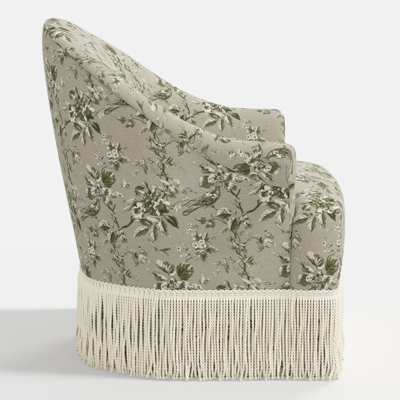 Marie Swivel Chair, Michigan Bird Toile Olive