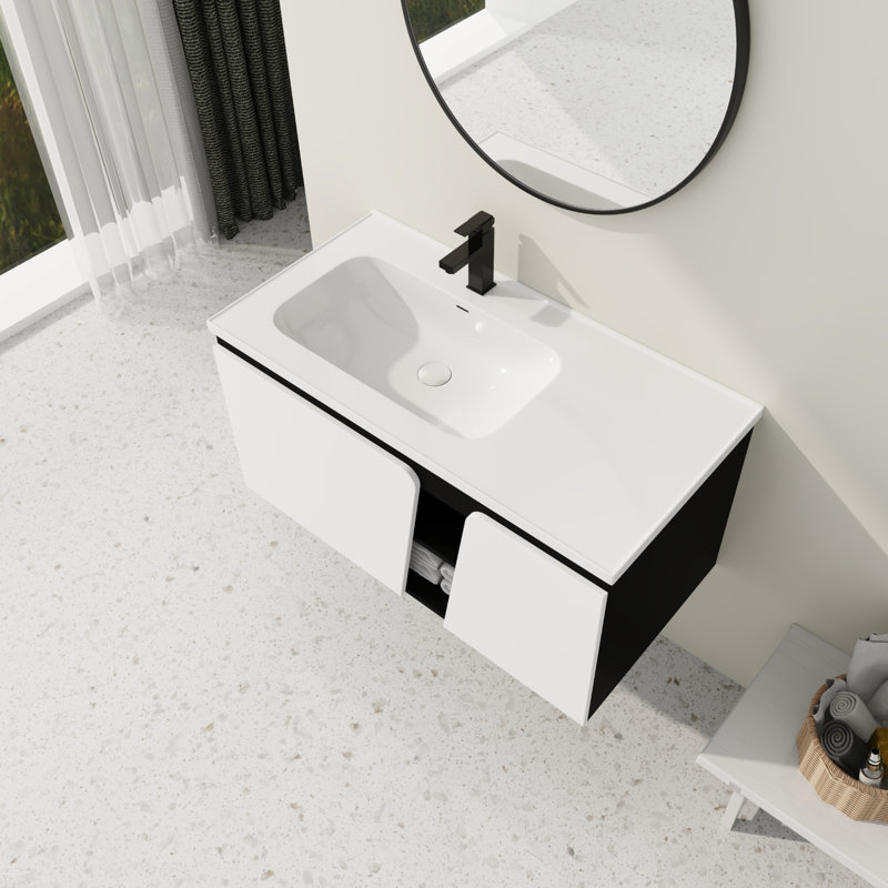Meuble-lavabo mural 40 po avec lavabo en céramique