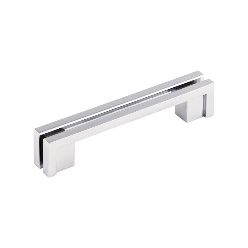 Flat Rail Bar pull, Polished Chrome, 3 1/2" Center to Center
