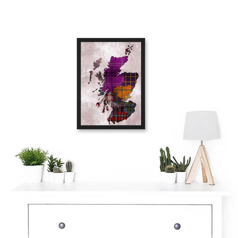 Tartan Map Of Scotland - Single Picture Frame Print