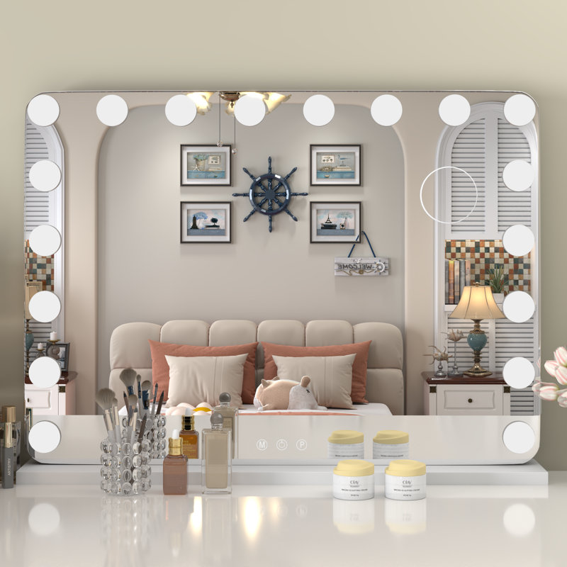Miroir de coiffeuse avec lumières, grand miroir de maquillage lumineux Hollywood, 24 po x 32 po