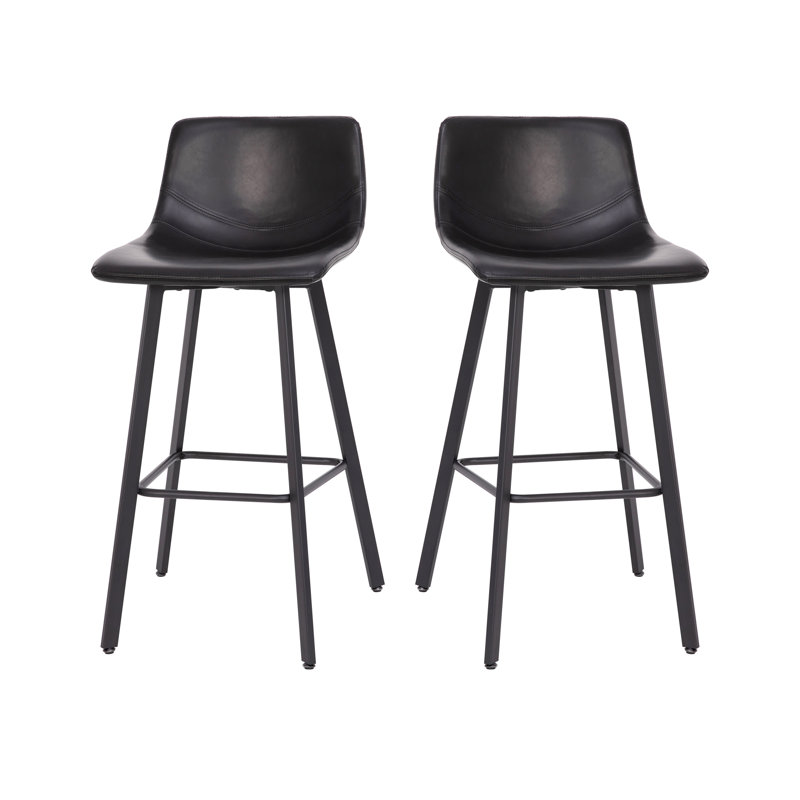 Brandy Upholstered Counter Stool with Metal Frame, Black