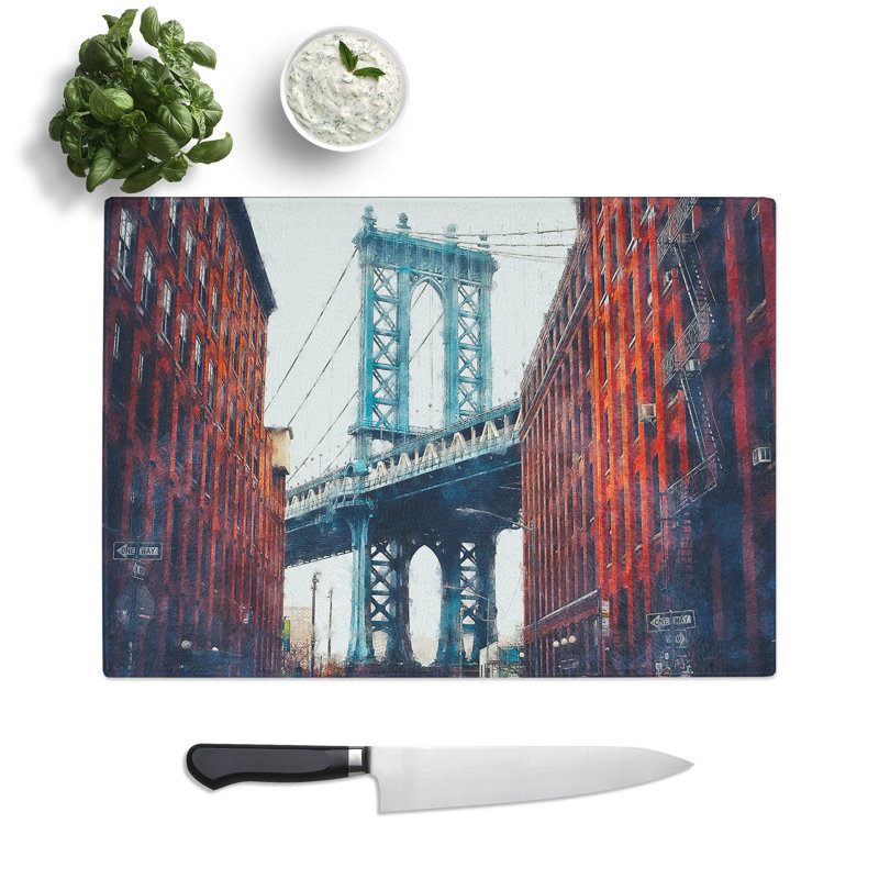 Tempered Glass George Washington Bridge Chopping Board, 20 cm x 28.5 cm