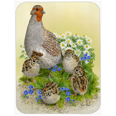 Caroline's Treasures Partridge and Chicks Glass Cutting Board