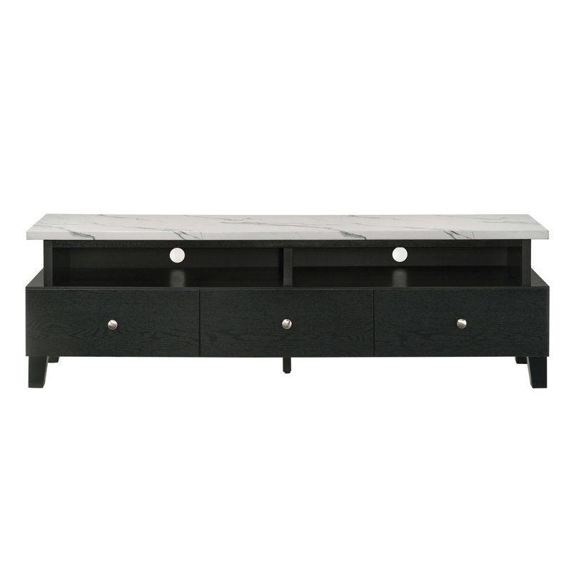1pc Modern Sleek Faux Marble Accents Legs TV Stand Console