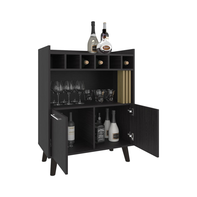 Armoire haute de 40 pouces avec porte-bouteilles de vin, armoire de rangement à 2 portes et surface supérieure compacte Vance