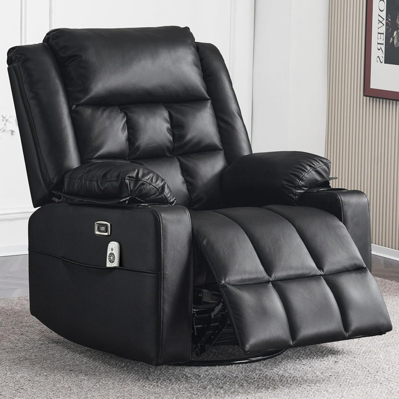 Fauteuil inclinable et berçant électrique inclinable avec massage et chaleur, ports de charge USB et Type-C, canapé inclinable et oscillant réglable Infinite Position pour le salon
