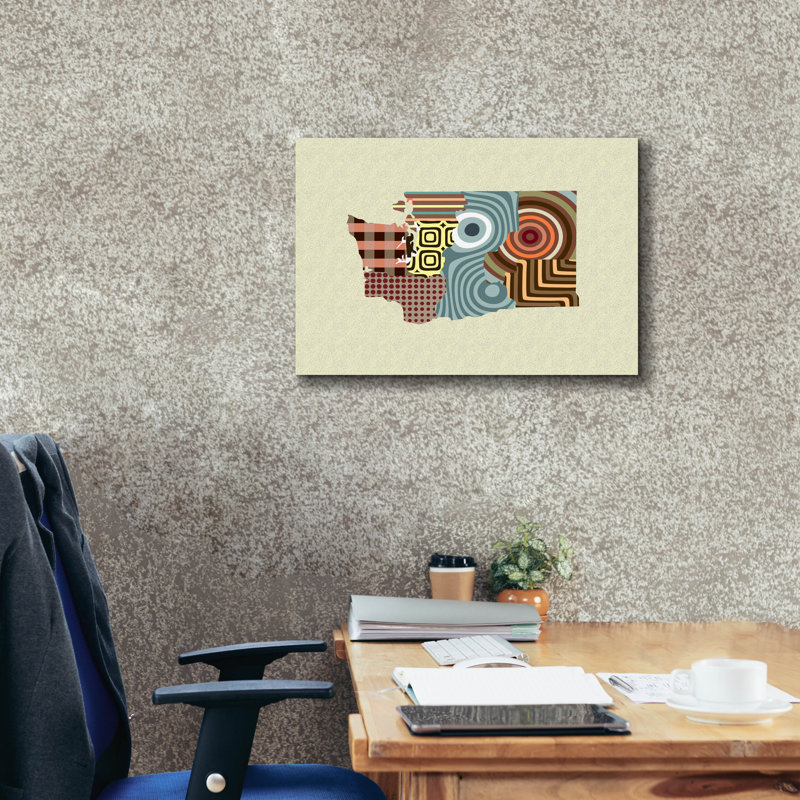 «Washington State Map» par Lanre Adefioyue, H 20 po x l 24 po x P 0,75 po
