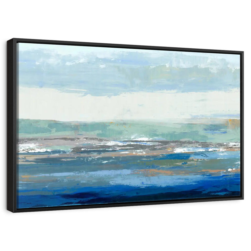 Une grande vague, 46 po x 31 po, Cadre flottant noir