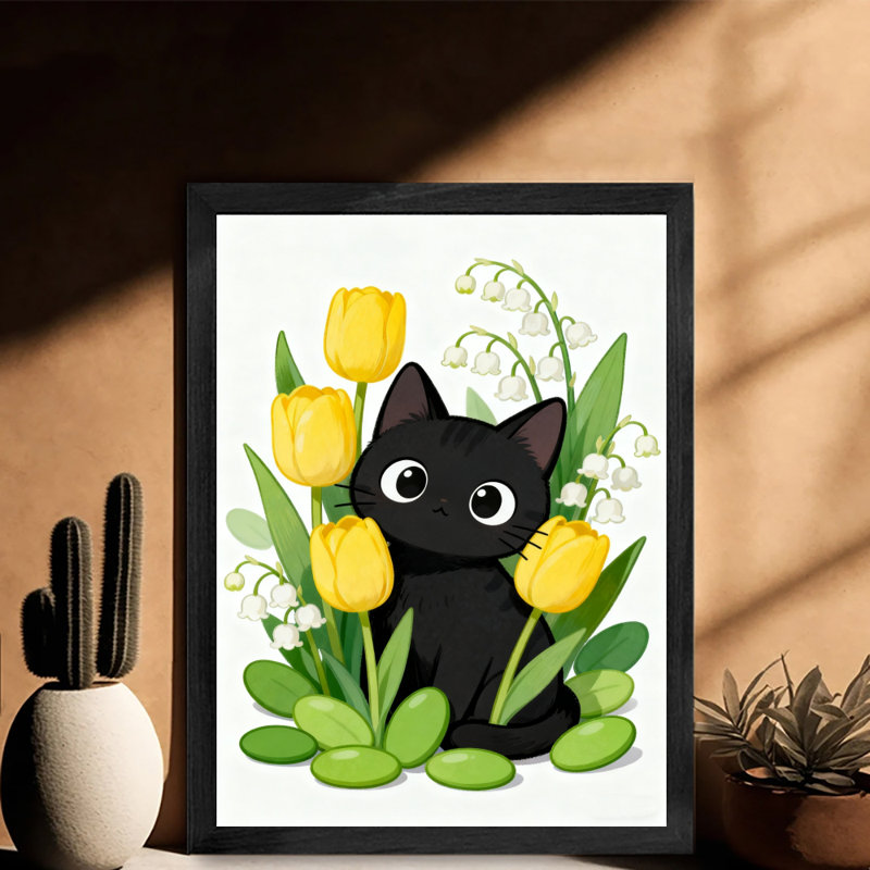 Reproduction d'art encadré noir rétro, H 37 po x l 25 po