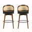 Tabouret de bar d'intérieur en bois Como, finition noyer foncé avec revêtement noir, ensemble de 2