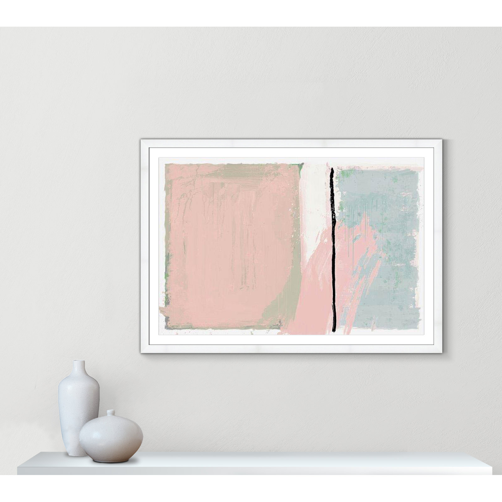 Pastel Opulance Print, 39" H x 55" W x 1.25" D, White Cube Picture Framed, White