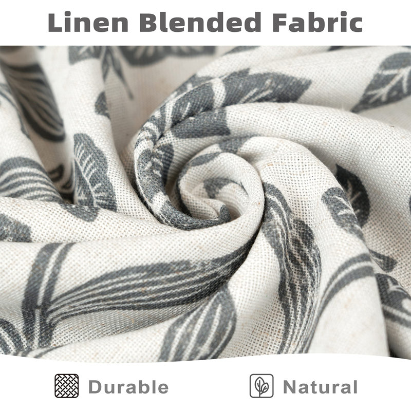 Ivory Gray Floral Linen Blend Blackout Valance