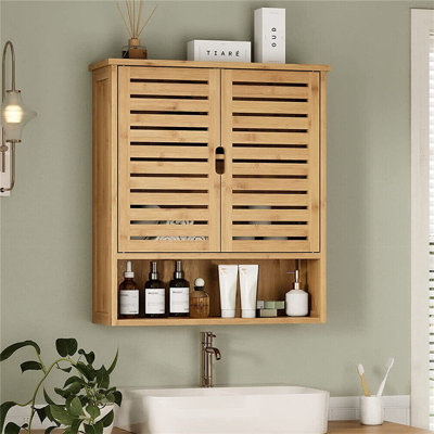 Mijares Bamboo Wall Mounted Bathroom Cabinet 66.5cm H 59cm L