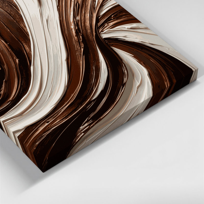 Art mural horizontal rayé sur toile brun bronze, H 12 po x l 18 po