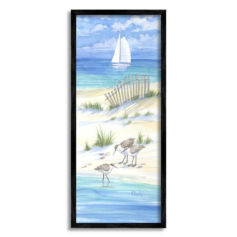«Beachside Coastal Sandpiper Birds» par Paul Brent - impression sur bois, H 24 po x l 10 po x P 1,5 po