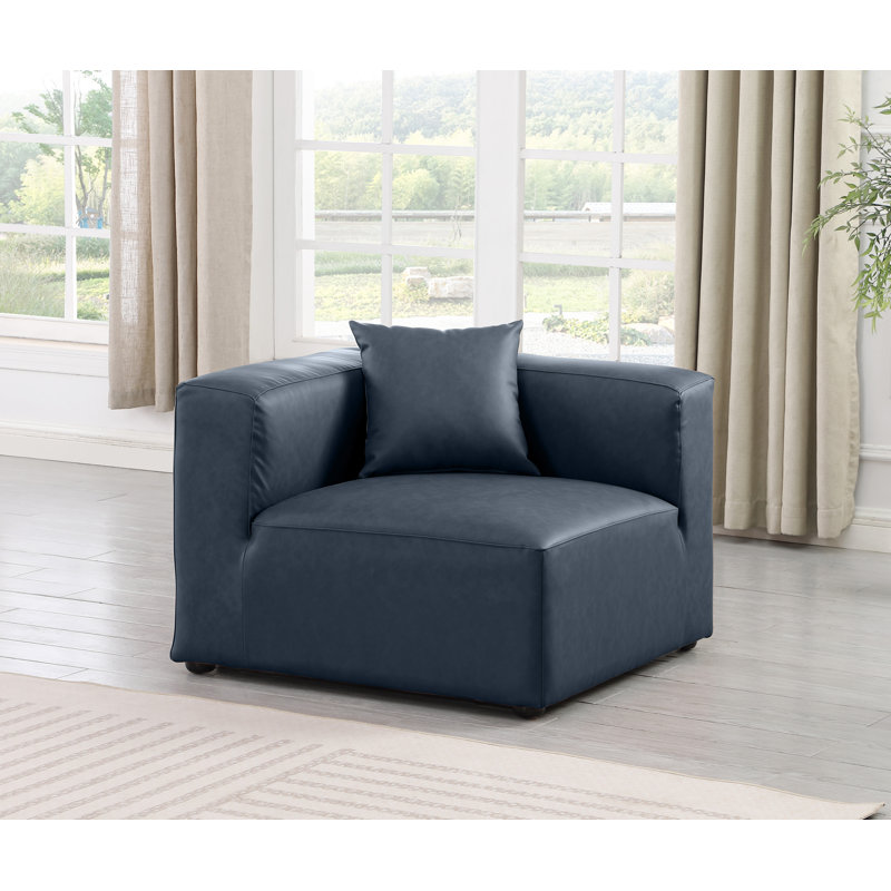 Fauteuil Iyonnie, Cuir végétalien bleu marine