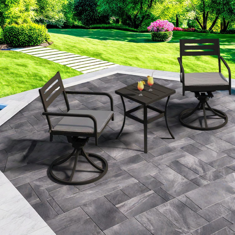 Ensembles de salle à manger de patio peu encombrants, ensemble pivotant moderne en métal pour les petits patios