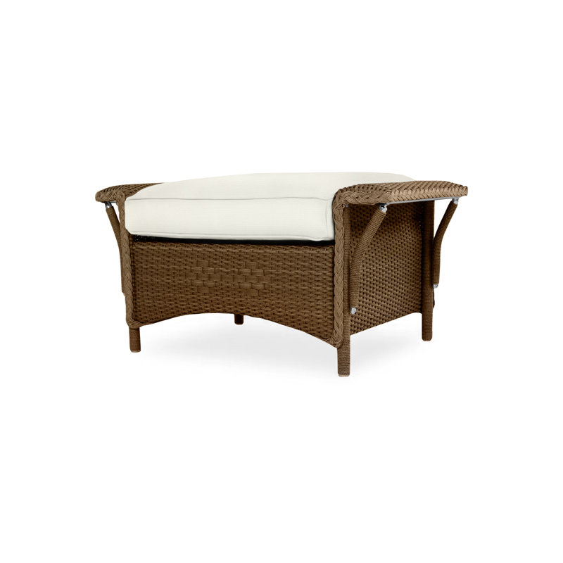Nantucket Outdoor Ottoman, Canvas Natural Sunbrella® Canvas, White