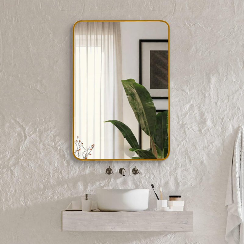 Miroir mural pour salle de bain, Doré, 30 po x 22 po