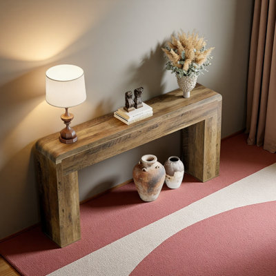 Table d'entrée en bois, console rustique, canapé